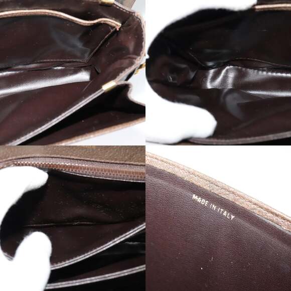 CELINE C Sulky Shoulder Bag Coated Canvas Beige Brown Gold - Picture 12 of 12